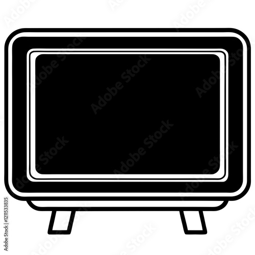 Smart TV Silhouette on White Background