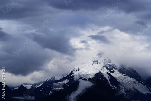 clouds over the mountains, snowy mountain, Shangri-La