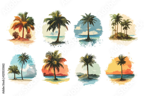 set of tropical palms t shirt vector design