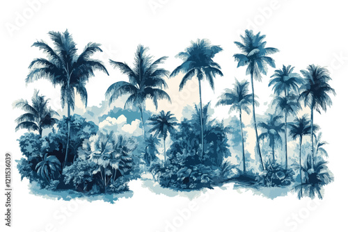 tropical island with palm trees