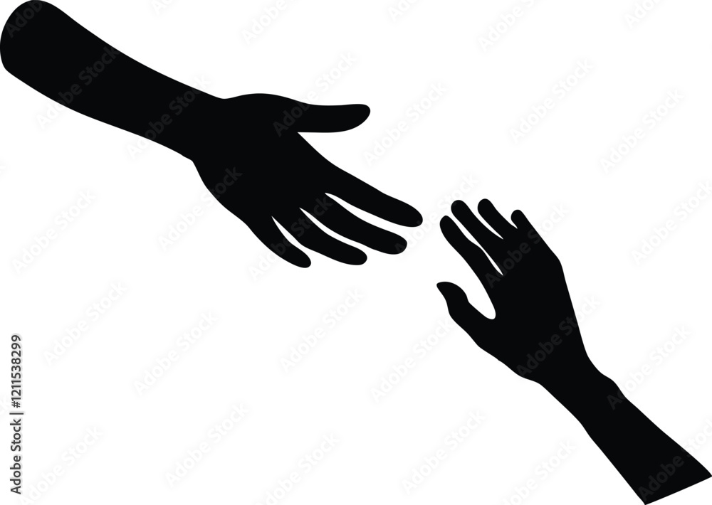 Helping hand silouette vector illustration Helping hand silouette vector illustration