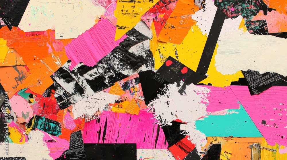 Fototapeta premium Abstract Collage of Vibrant Colors and Textures