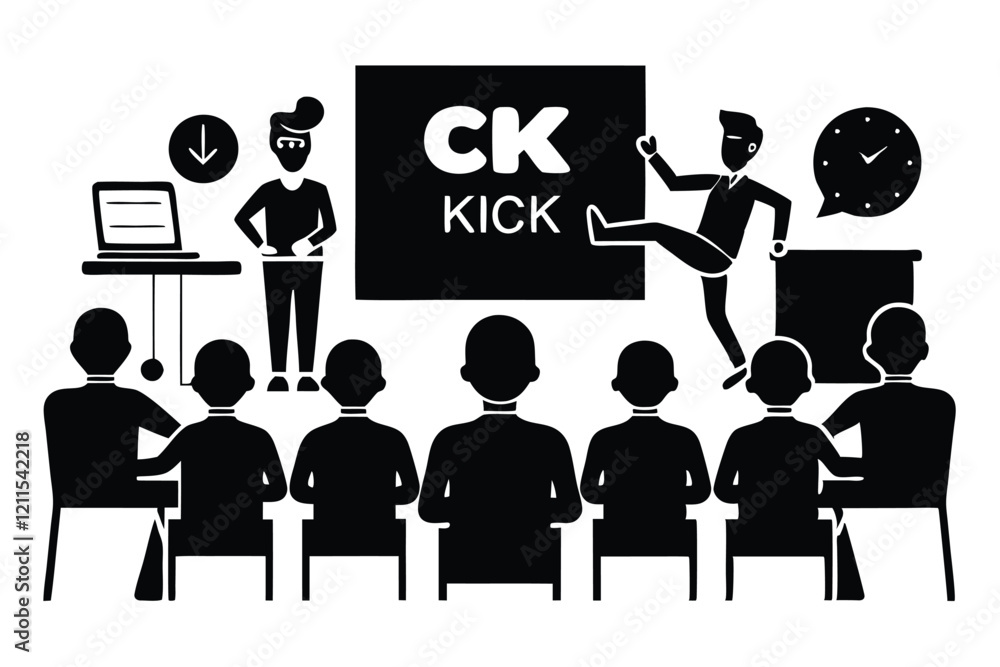 Fototapeta premium Silhouette of planning strategy meetings goal setting vector