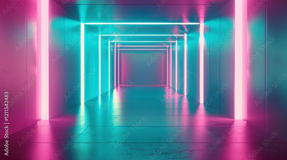 Futuristic Neon Corridor with Vibrant Pink and Blue Lights Creating a Stunning Visual Experience for Backgrounds, Abstract Art, or Modern Architecture Concepts Futuristic Neon Corridor with Vibrant Pink and Blue Lights Creating a Stunning Visual Experience for Backgrounds, Abstract Art, or Modern Architecture Concepts