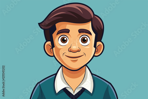 A young man with a friendly expression poses against a solid background, perfect for various uses In no time Customizable Cartoon Illustration