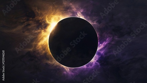 Cosmic eclipse, celestial event, space, nebula background, science fiction art