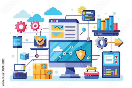 Visual representation of concept software installation in a tech-focused workspace setting Install the concept software
