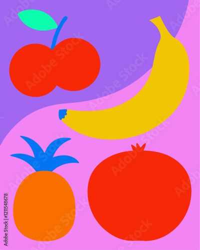 Abstract fruit poster. Vector illustration. 