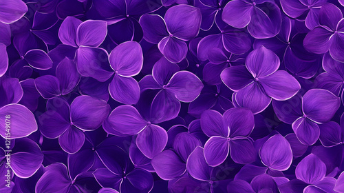 Purple hydrangea petals background texture, floral design, nature backdrop