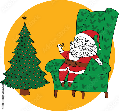 Merry Christmas Santa Claus with a Christmas tree, spreading festive cheer.