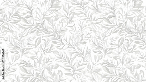 Seamless gray floral pattern; elegant leaves design; white background; textile, wallpaper, website use