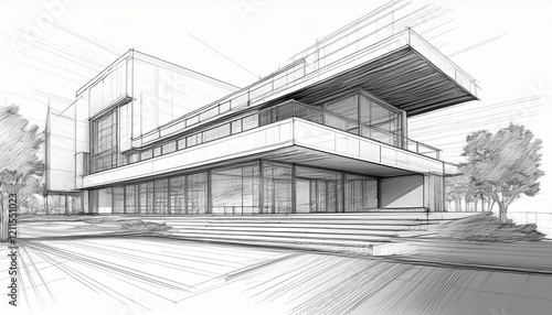 Wallpaper Mural Architecture Sketch Effect Mockup. Generated image Torontodigital.ca