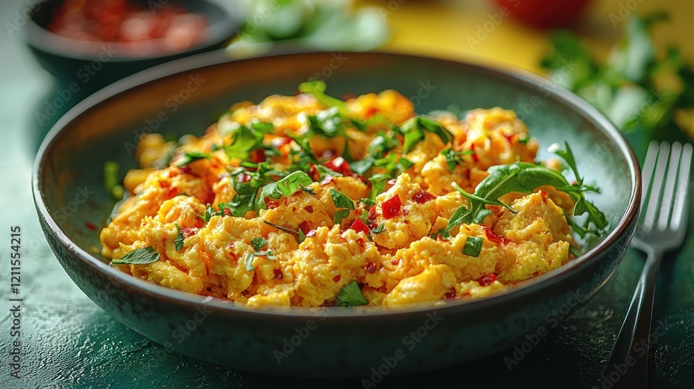 Delicious Spicy Scrambled Eggs with Herbs Delicious Spicy Scrambled Eggs with Herbs