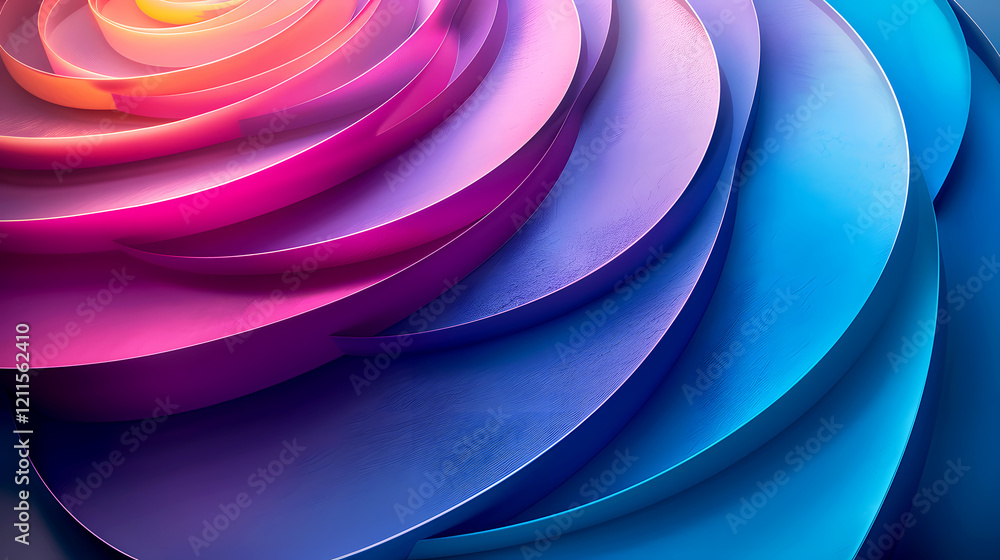 Colorful Abstract Spiral Design with Gradient Layers and Curves Colorful Abstract Spiral Design with Gradient Layers and Curves