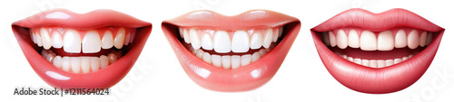 smiling lips with perfect teeth on transparent background photo