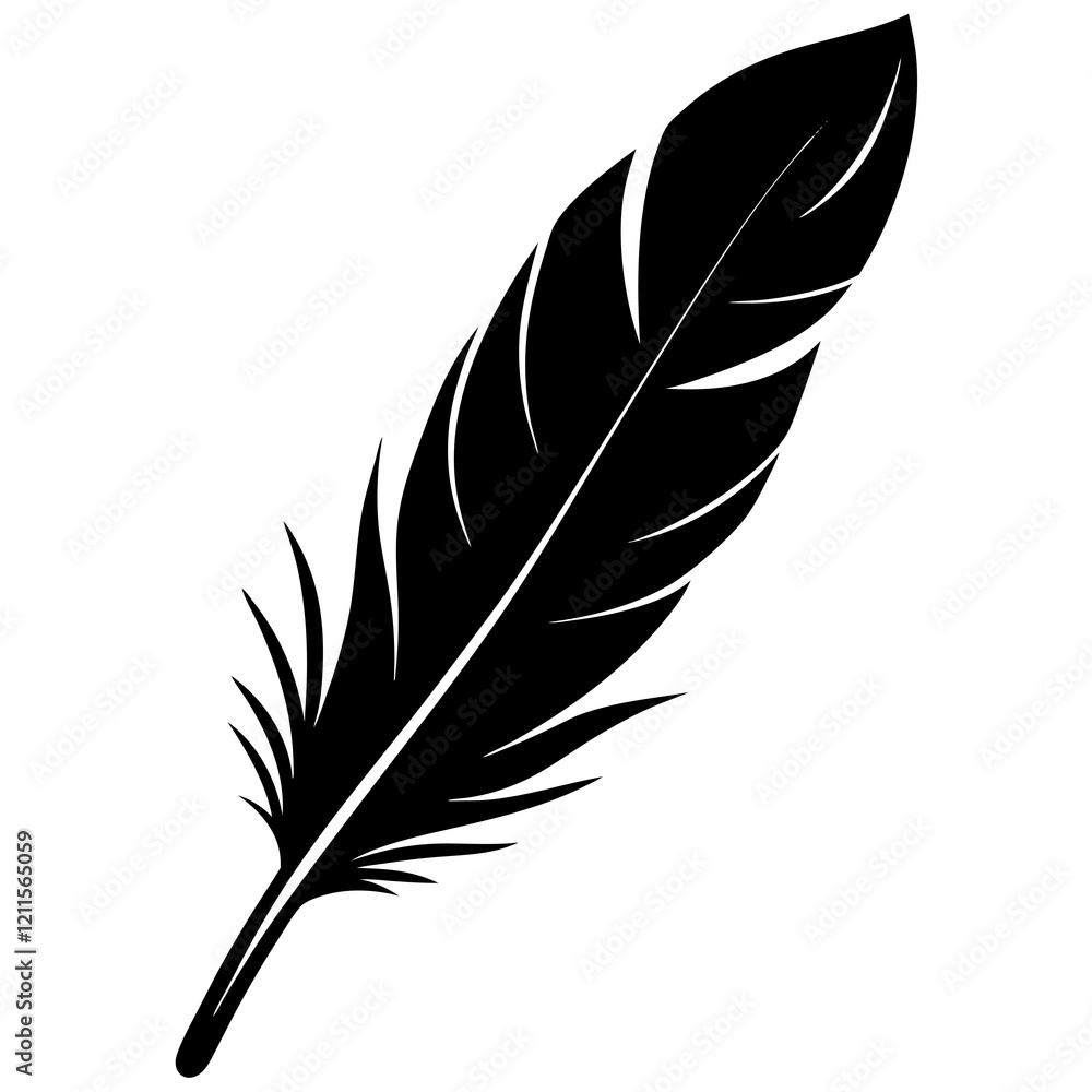 Obraz premium feather shaft silhouette vector illustration