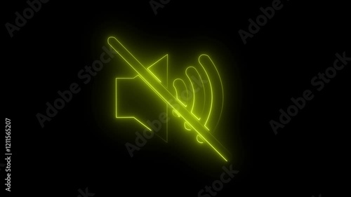  Neon Sound Icon with Volume Waves – Animated Audio Design on Black Background  photo