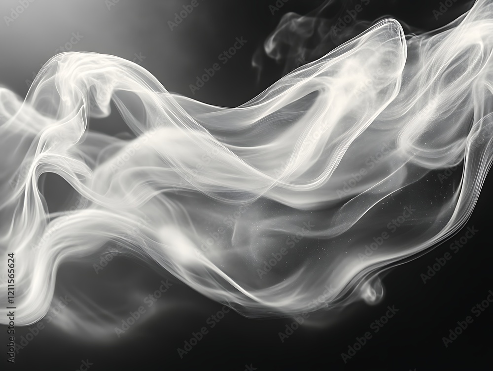 Abstract white smoke swirls on black background. Abstract white smoke swirls on black background.