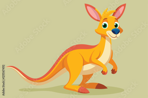 A colorful cartoon kangaroo stands on its hind legs in a playful pose, displaying a friendly expression, Kangaroo icon
