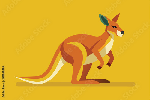 A colorful kangaroo icon features a sleek design, showcasing its distinctive posture and vibrant colors, Kangaroo icon in flat style