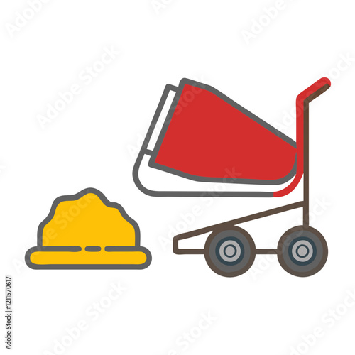 Concrete Screed Icon with wheelbarrow and hard hat