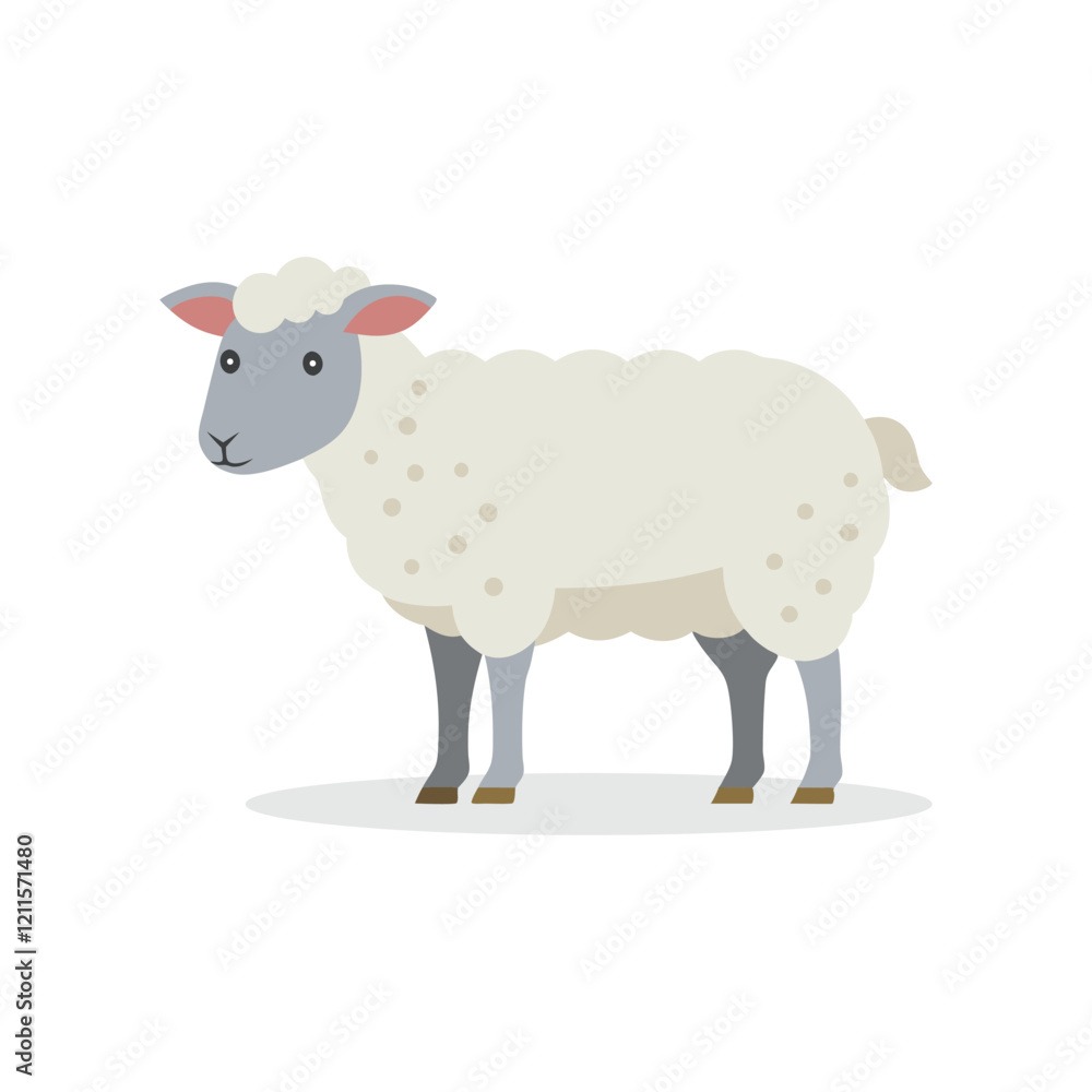 Sheep isolated flat vector illustration on white background. Sheep isolated flat vector illustration on white background.