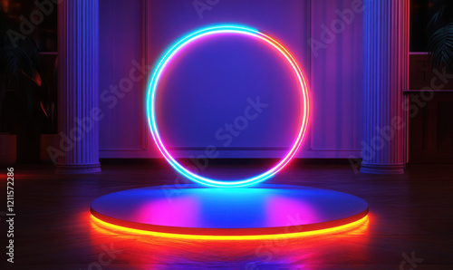 Wallpaper Mural Indoor circular display stand, circular background light Torontodigital.ca