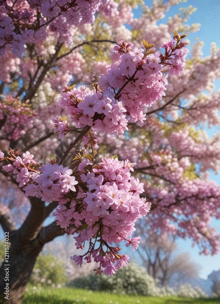 A colorful mix of spring flowers including cherry blossoms and lilacs in a blooming tree , vibrant colors, spring flowers A colorful mix of spring flowers including cherry blossoms and lilacs in a blooming tree , vibrant colors, spring flowers