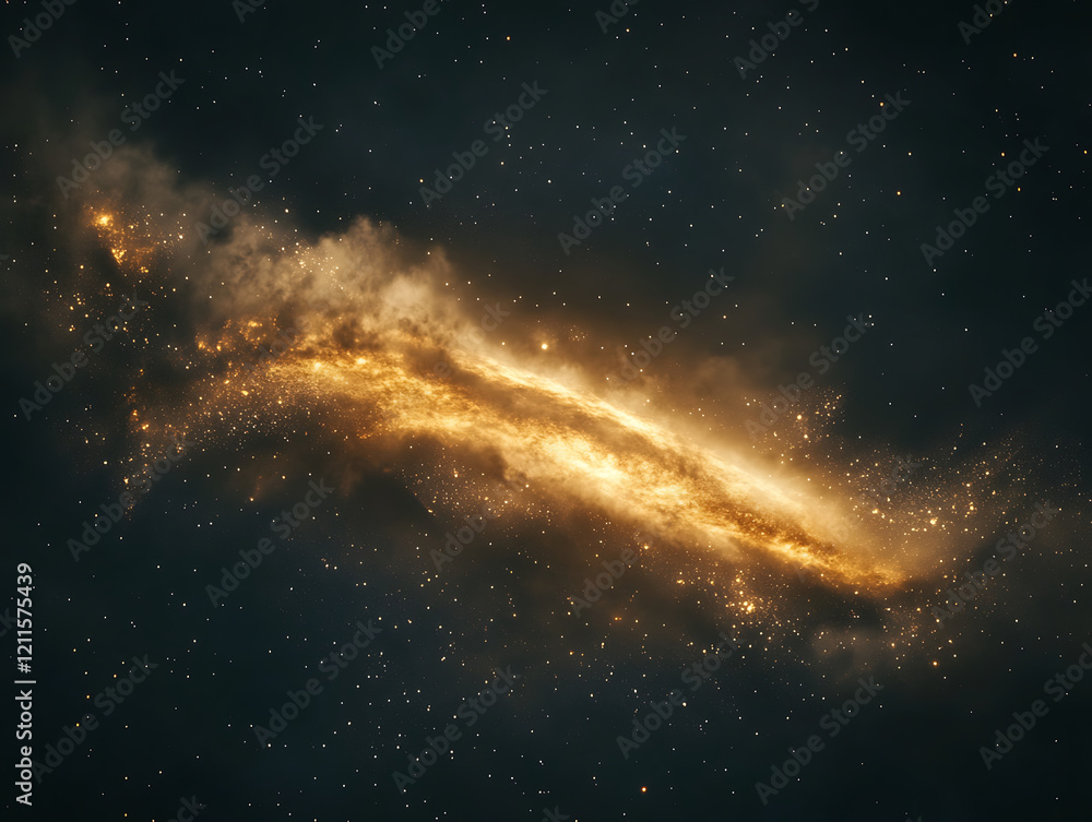 Fototapeta premium glowing comet surrounded by shimmering space dust, set against a dark sky 
