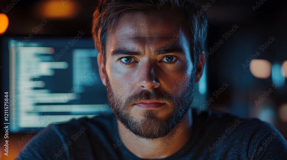 Unhappy Sad Developer Programmer Man In Stress Coding Software Generative AI Unhappy Sad Developer Programmer Man In Stress Coding Software Generative AI
