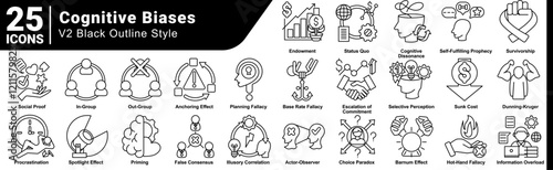 Cognitive Biases icon bundle 25 in line style