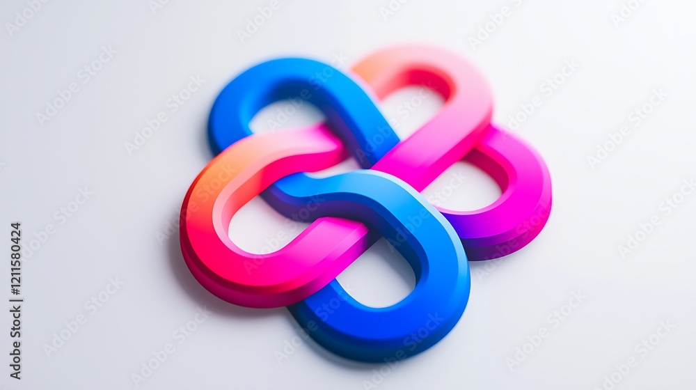 Abstract Intertwined Colorful Loops 3D Render Abstract Intertwined Colorful Loops 3D Render