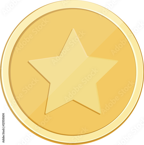 Gold coin, game coin, gold coin icon isolated on white background. Cabinet interior. Vector, cartoon illustration. Vector.
