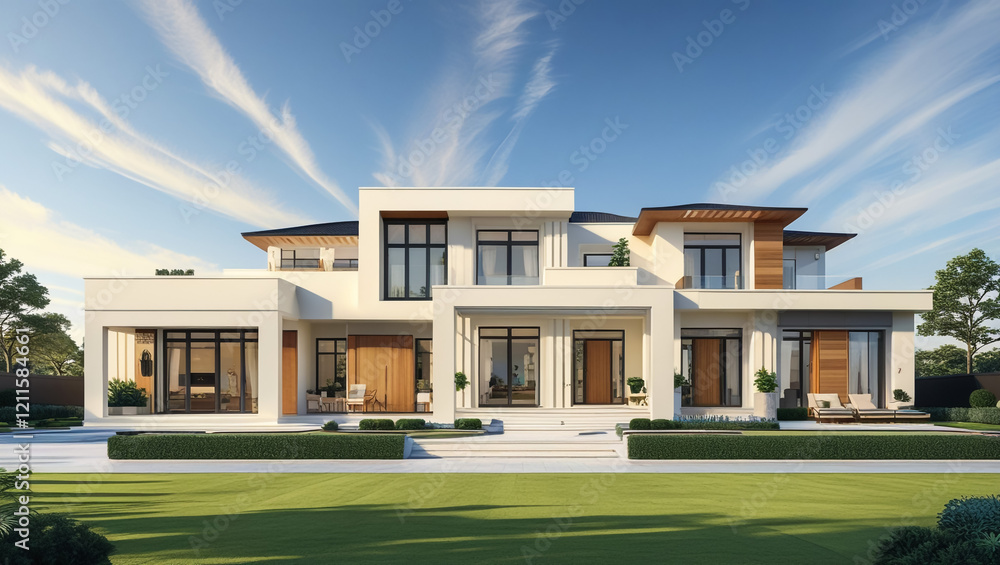 3d illustration of a newly built luxury home 3d illustration of a newly built luxury home