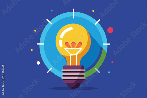 A customizable light bulb design stands out against a colorful backdrop, highlighting creativity and innovation, Light bulb Customizable Flat Illustration