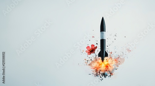 A blossom emerging from the barrel of a nuclear missile that has been deactivated photo