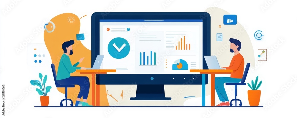 Fototapeta premium Online Video Conference Training Business Meeting Generative AI