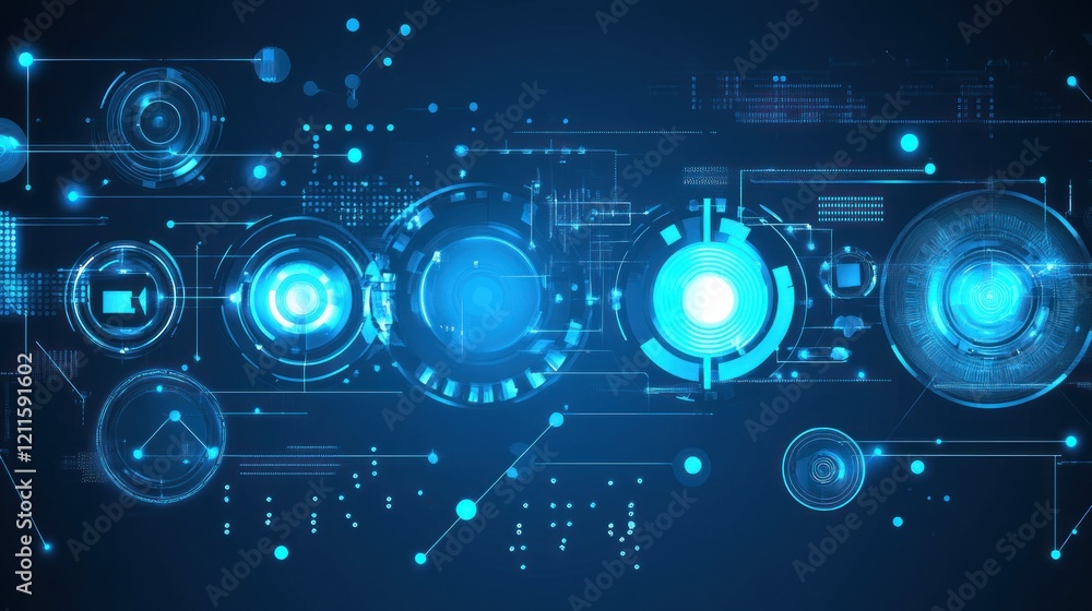 Fototapeta premium Futuristic tech interface; data streams flow, digital background, website design