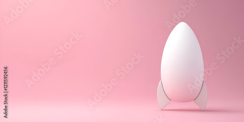 Easter Egg Rocket on Soft Pink Background
