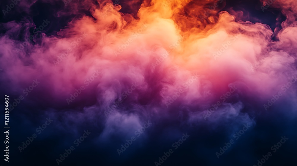 Fototapeta premium Colorful smoke clouds on black background.
