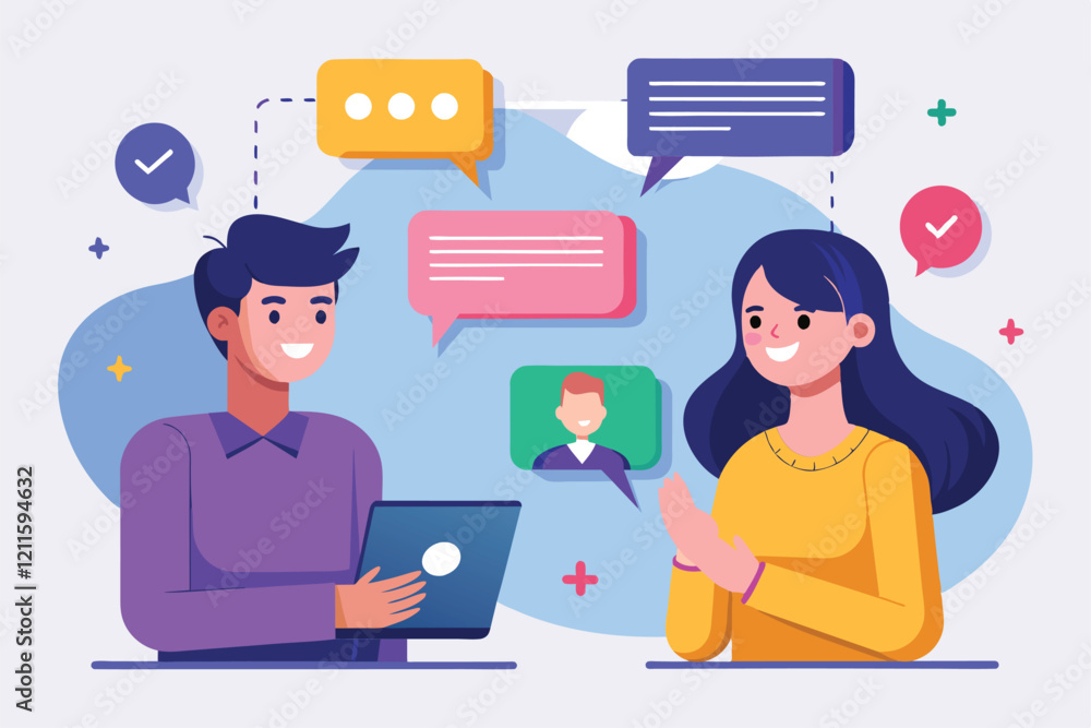 Two individuals are having a lively conversation online, enjoying their long distance relationship, Long distance relationship chat Two individuals are having a lively conversation online, enjoying their long distance relationship, Long distance relationship chat