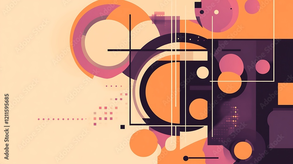 Abstract Geometric Composition with Orange and Purple Shapes Abstract Geometric Composition with Orange and Purple Shapes