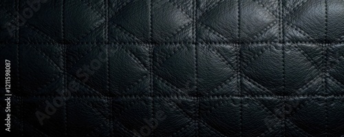 Dark leather texture with intricate stitching, velvet, fabric, darkness photo