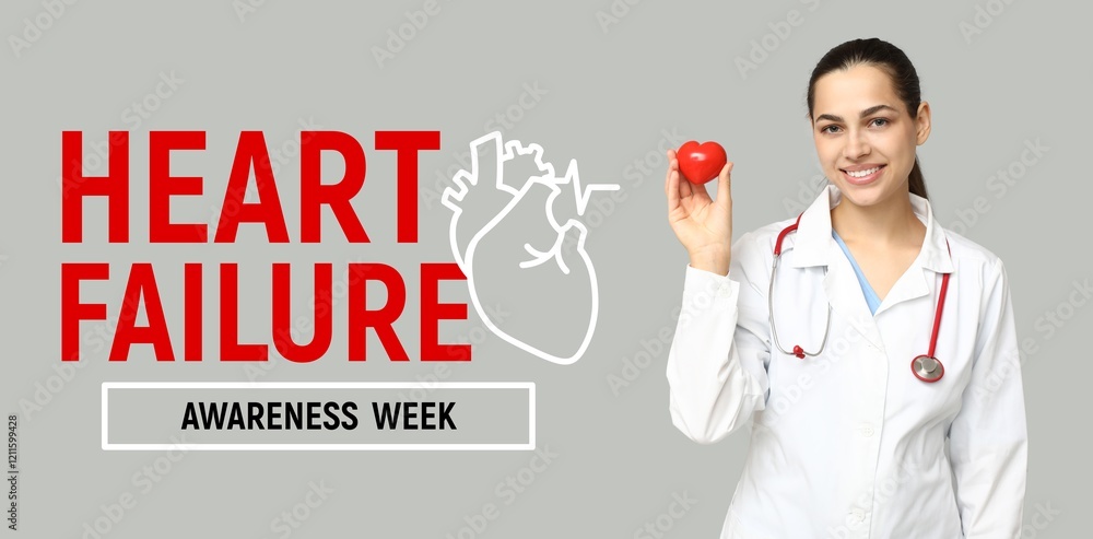 Banner for Heart Failure Awareness Week with female doctor Banner for Heart Failure Awareness Week with female doctor