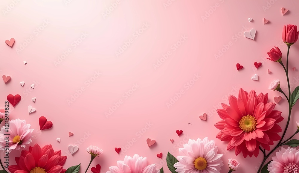 pink background with flowers