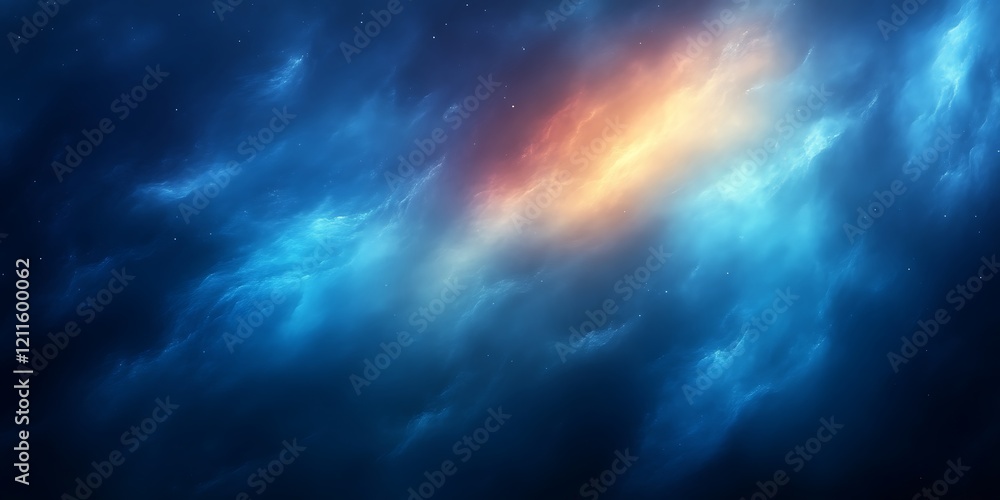 Fototapeta premium Cosmic Nebula Blue and Orange Gaseous Clouds.