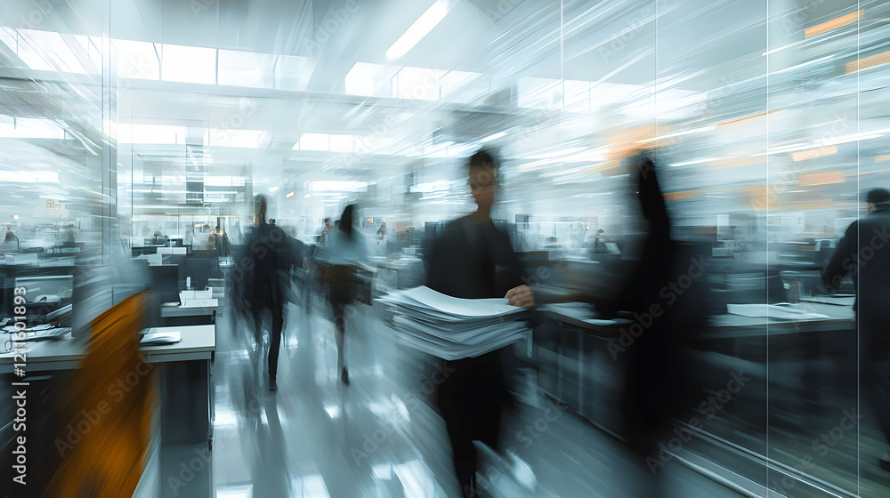 Blurred Motion in a Modern Office: Dynamic Business Life Blurred Motion in a Modern Office: Dynamic Business Life