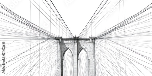 Abstract Line Drawing of the Brooklyn Bridge