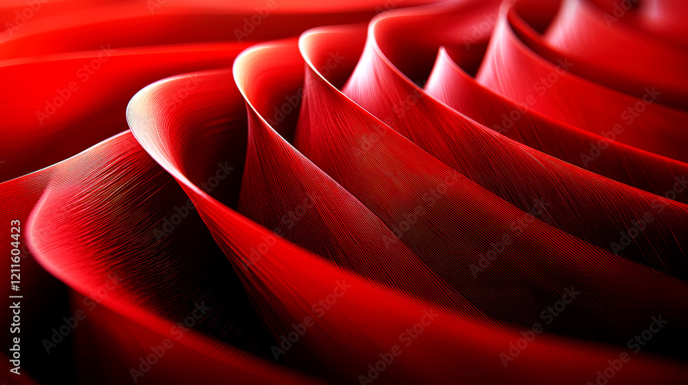 Fototapeta premium Crimson Abstract: Dynamic Red Curves and Waves, Intense Background Texture