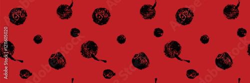 Black pepper pattern. Hand drawn ink sketches. Vintage style. Condiment crayon drawings. Peppercorn background - black, white and red pepper in vector. Ornament of seasoning and spices.